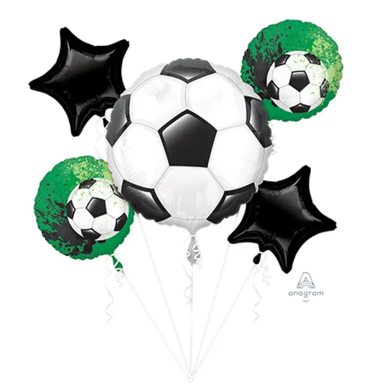 5pcs Anagram Soccer Ball Foil Balloon Bouquet