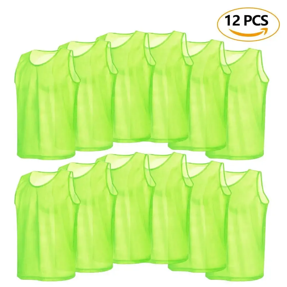 6/12 PCS Adults Children Soccer Training Vest Football Shirts Jerseys