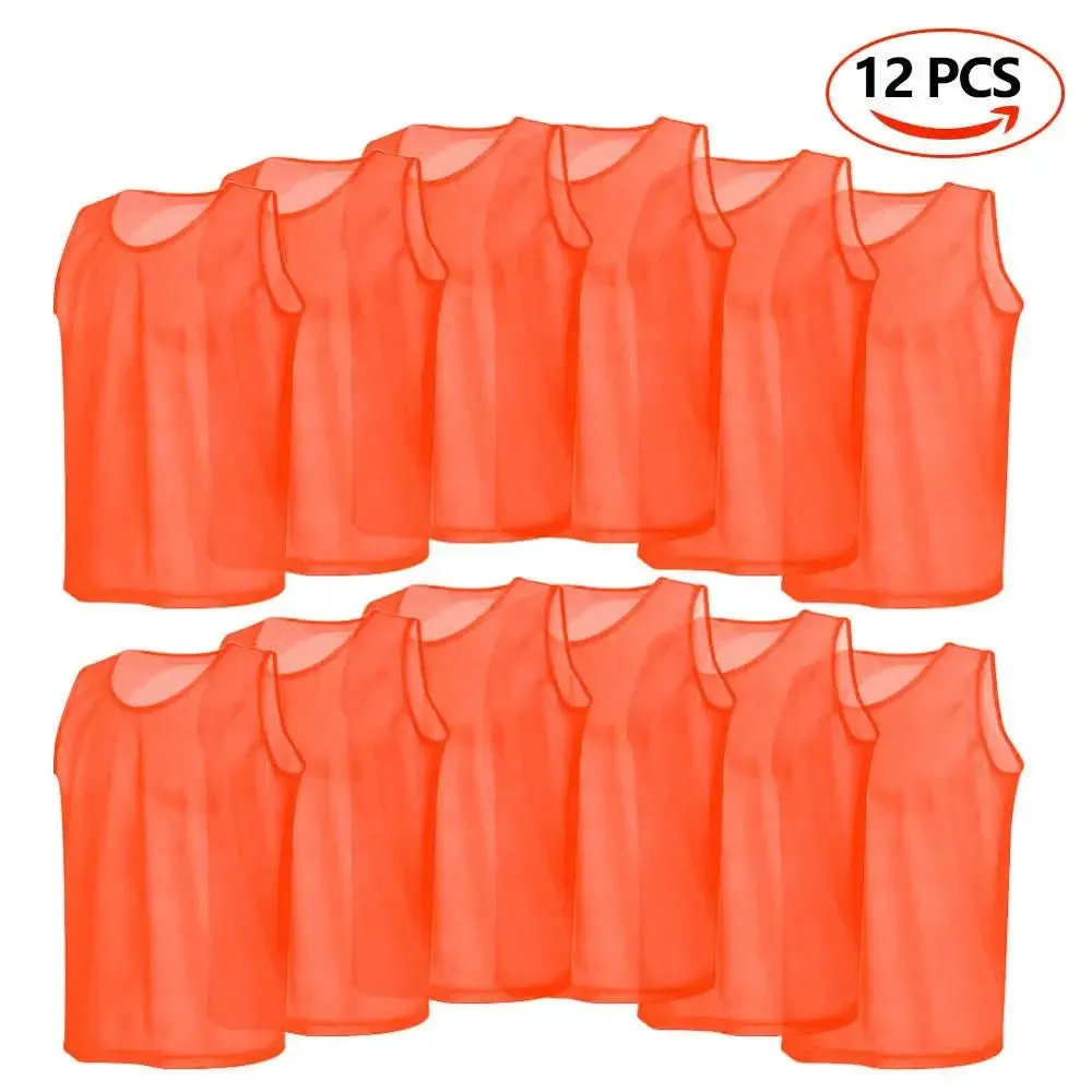 6/12 PCS Adults Children Soccer Training Vest Football Shirts Jerseys