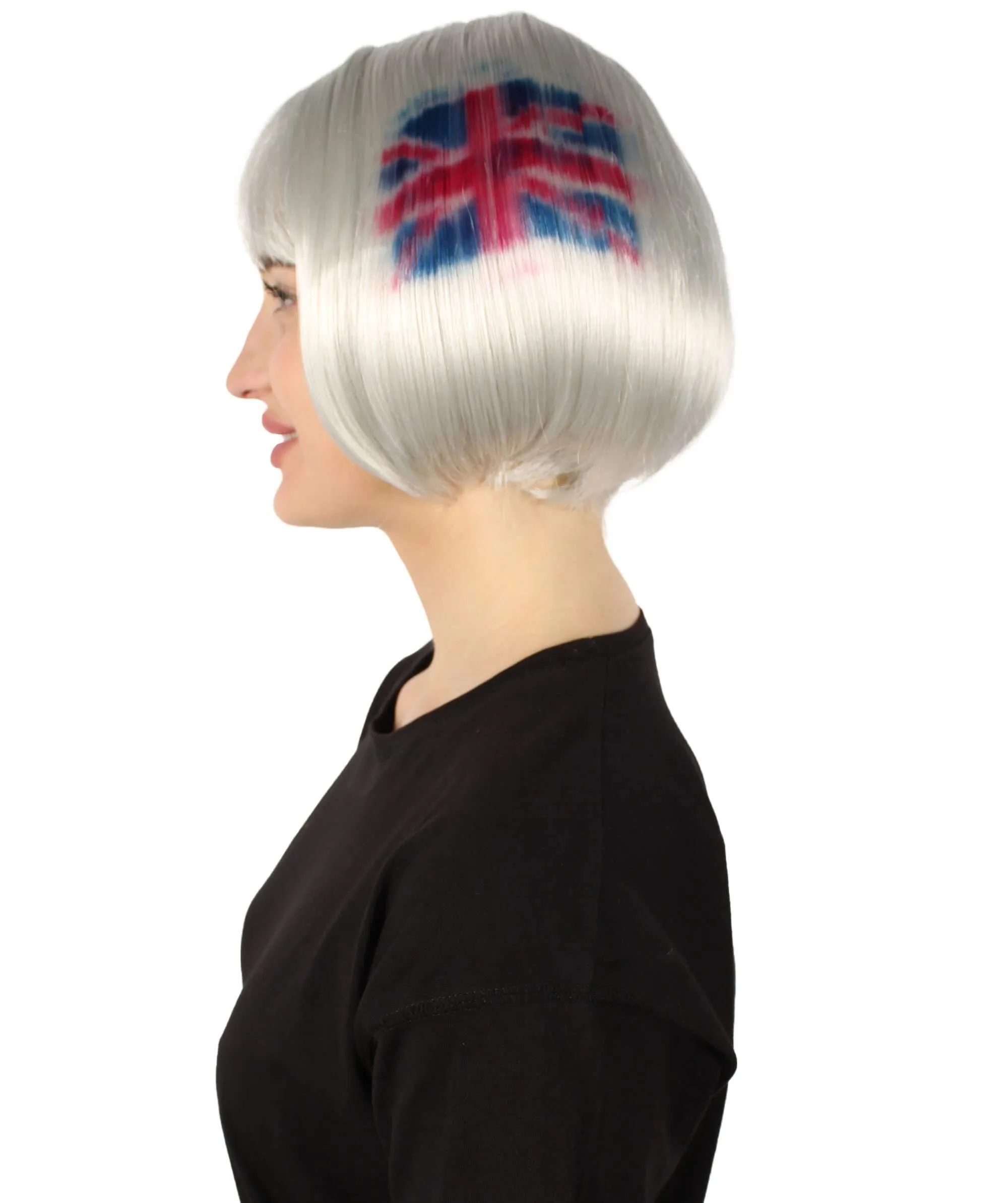 Adult Women’s Flag-themed Short Bob Wig with Bangs for Sporting Events, Multiple Countries Option, Flame-retardant Synthetic Fiber Wig

 | HPO