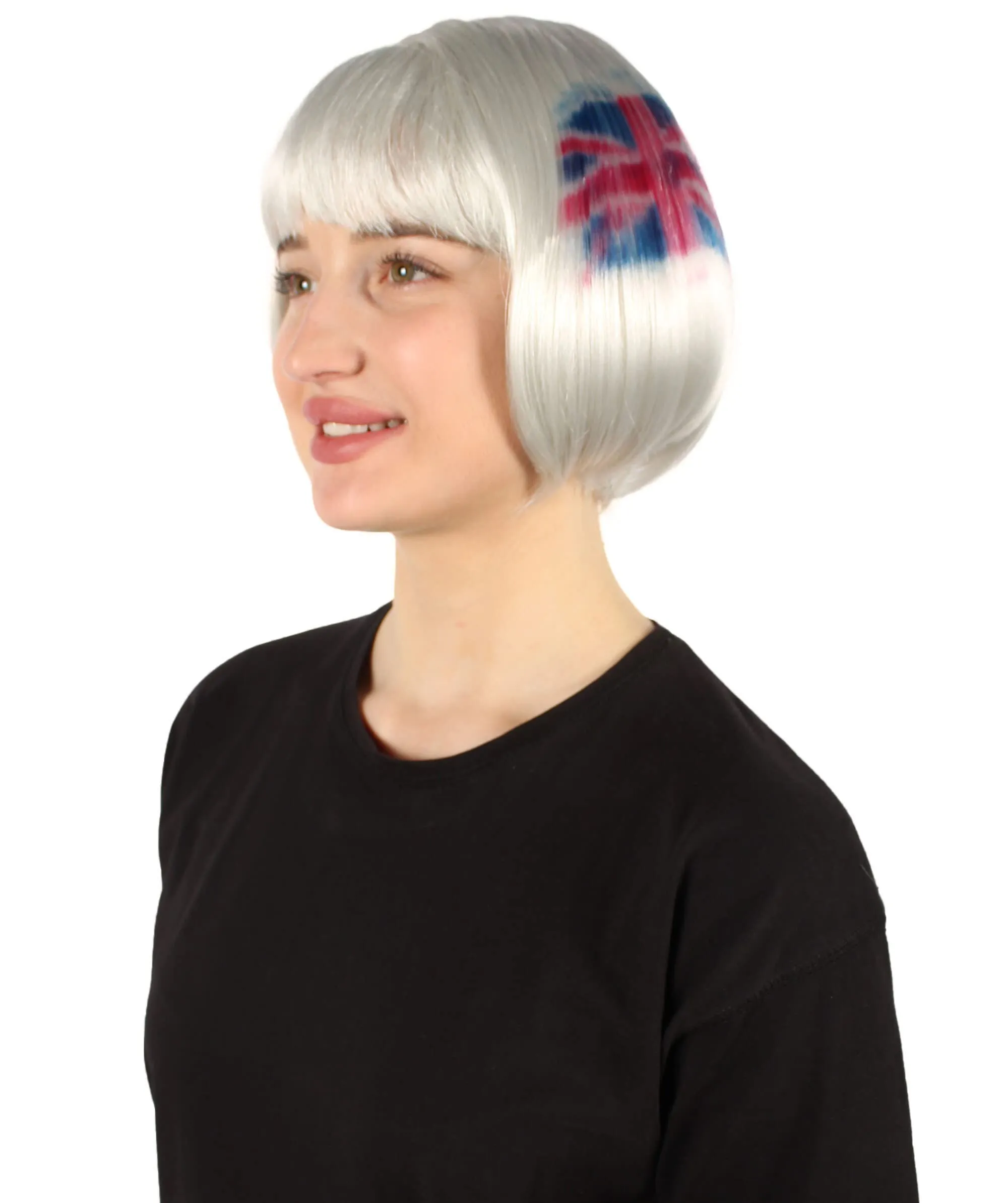 Adult Women’s Flag-themed Short Bob Wig with Bangs for Sporting Events, Multiple Countries Option, Flame-retardant Synthetic Fiber Wig

 | HPO