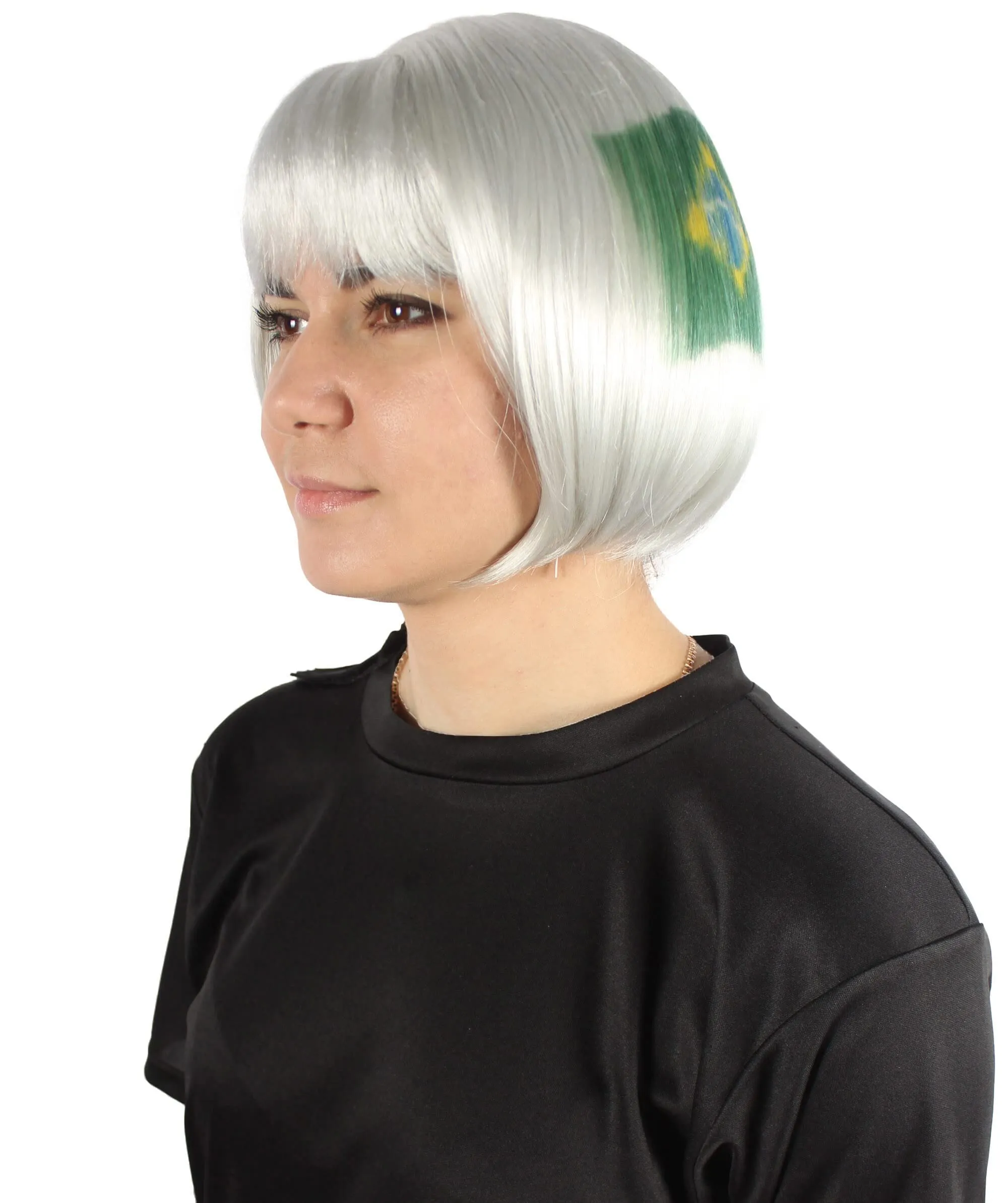 Adult Women’s Flag-themed Short Bob Wig with Bangs for Sporting Events, Multiple Countries Option, Flame-retardant Synthetic Fiber Wig

 | HPO