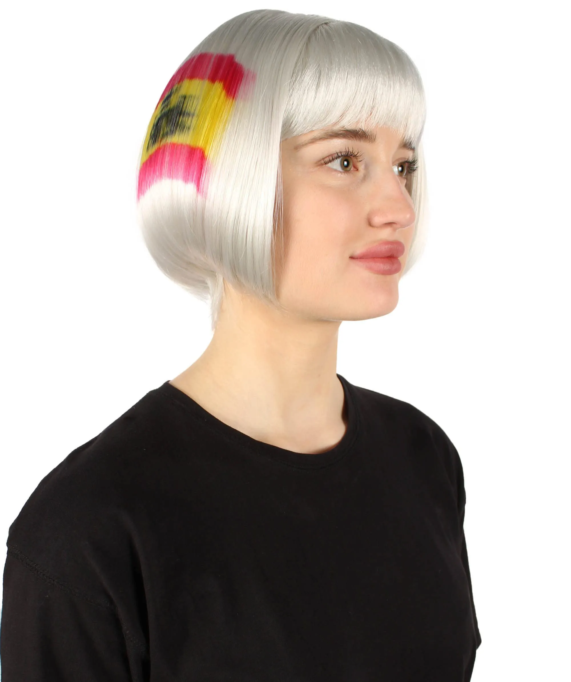 Adult Women’s Flag-themed Short Bob Wig with Bangs for Sporting Events, Multiple Countries Option, Flame-retardant Synthetic Fiber Wig

 | HPO