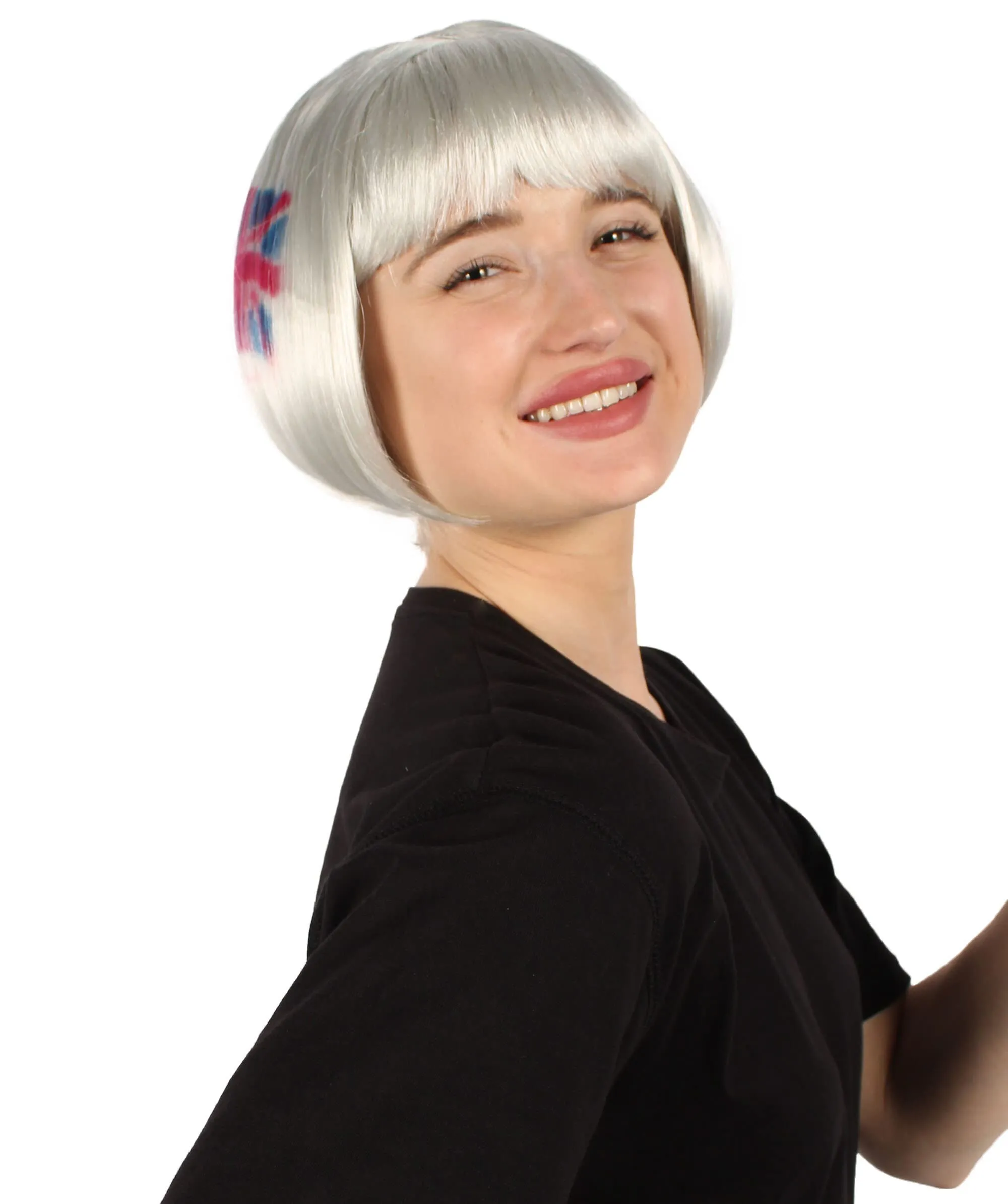 Adult Women’s Flag-themed Short Bob Wig with Bangs for Sporting Events, Multiple Countries Option, Flame-retardant Synthetic Fiber Wig

 | HPO