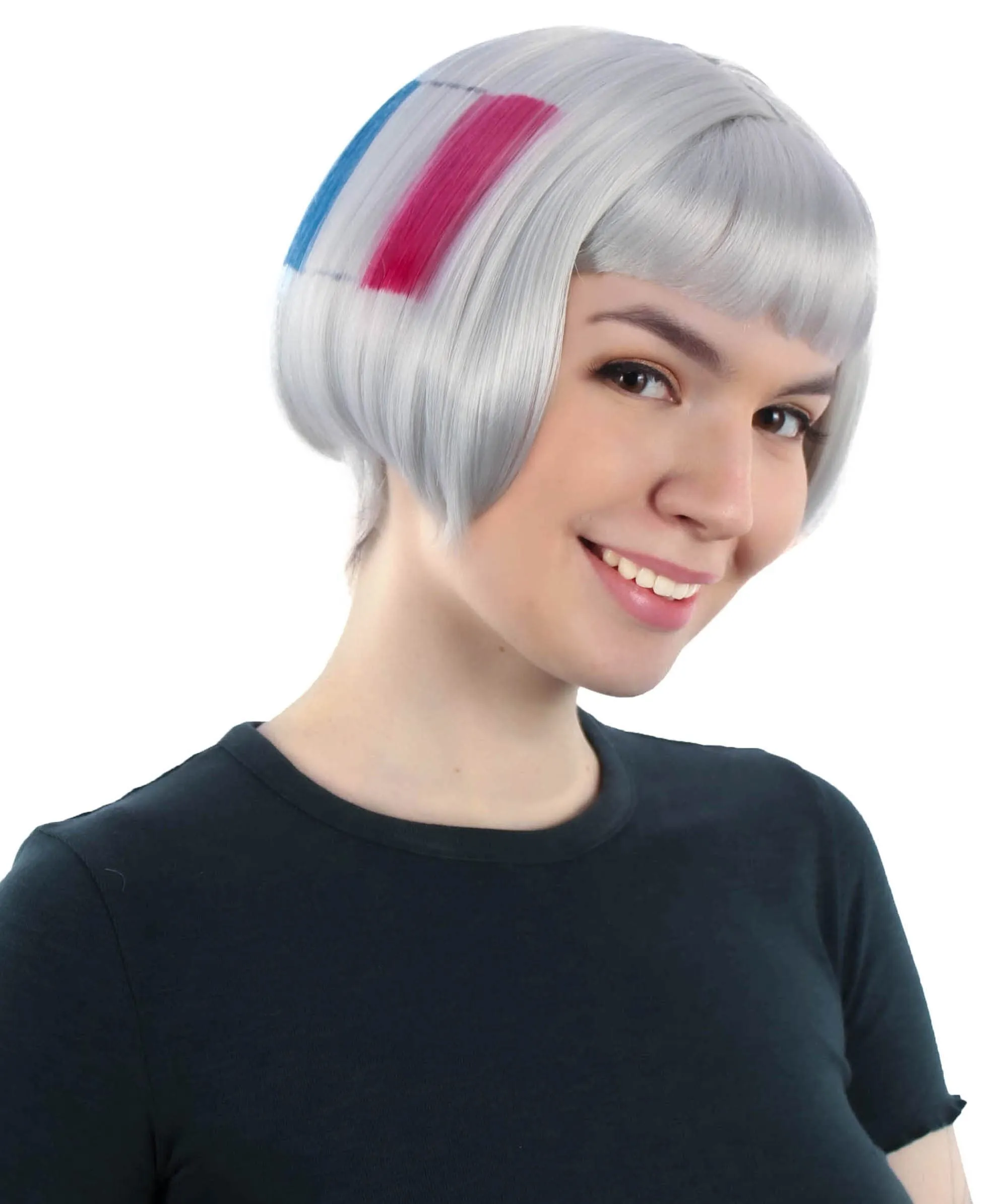 Adult Women’s Flag-themed Short Bob Wig with Bangs for Sporting Events, Multiple Countries Option, Flame-retardant Synthetic Fiber Wig

 | HPO