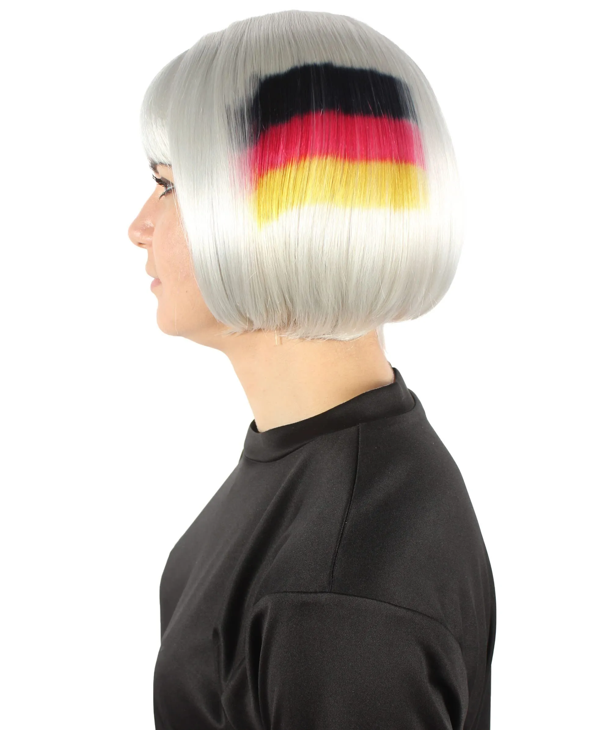 Adult Women’s Flag-themed Short Bob Wig with Bangs for Sporting Events, Multiple Countries Option, Flame-retardant Synthetic Fiber Wig

 | HPO