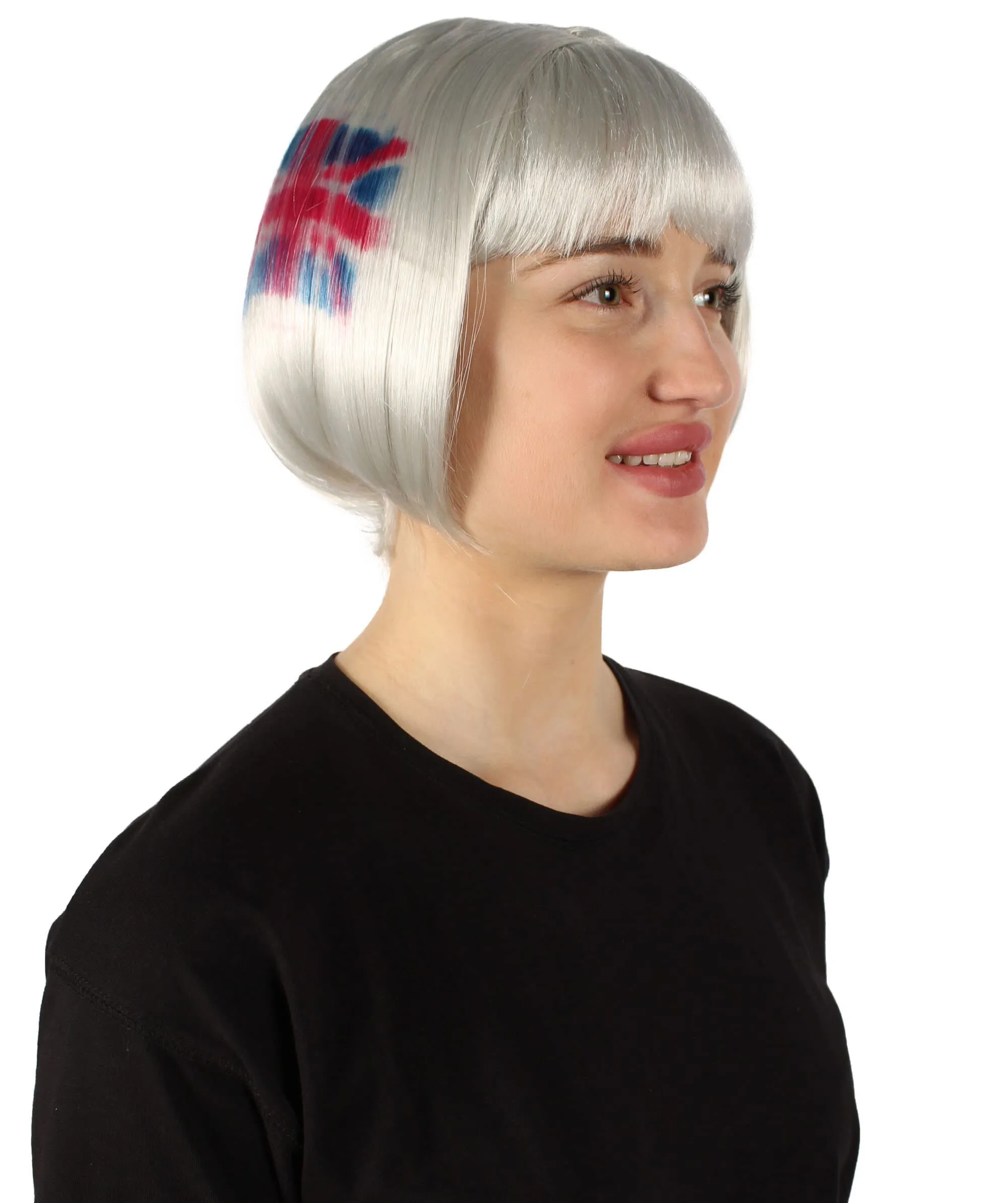 Adult Women’s Flag-themed Short Bob Wig with Bangs for Sporting Events, Multiple Countries Option, Flame-retardant Synthetic Fiber Wig

 | HPO