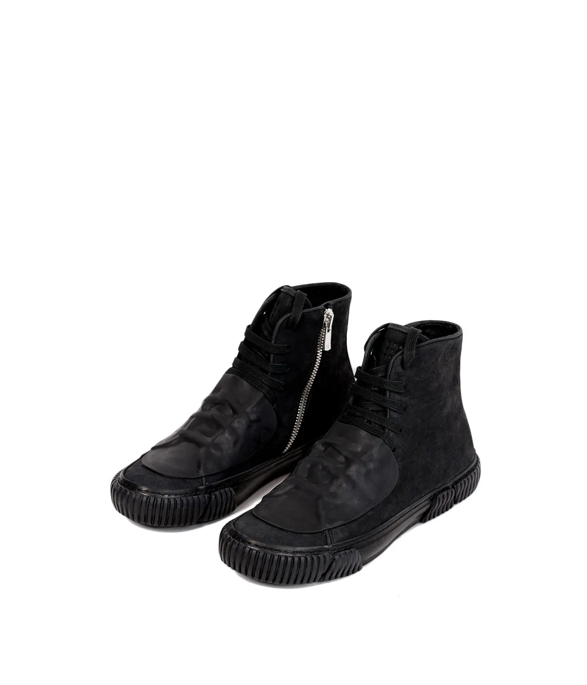 Black High-Top Patch Sneakers