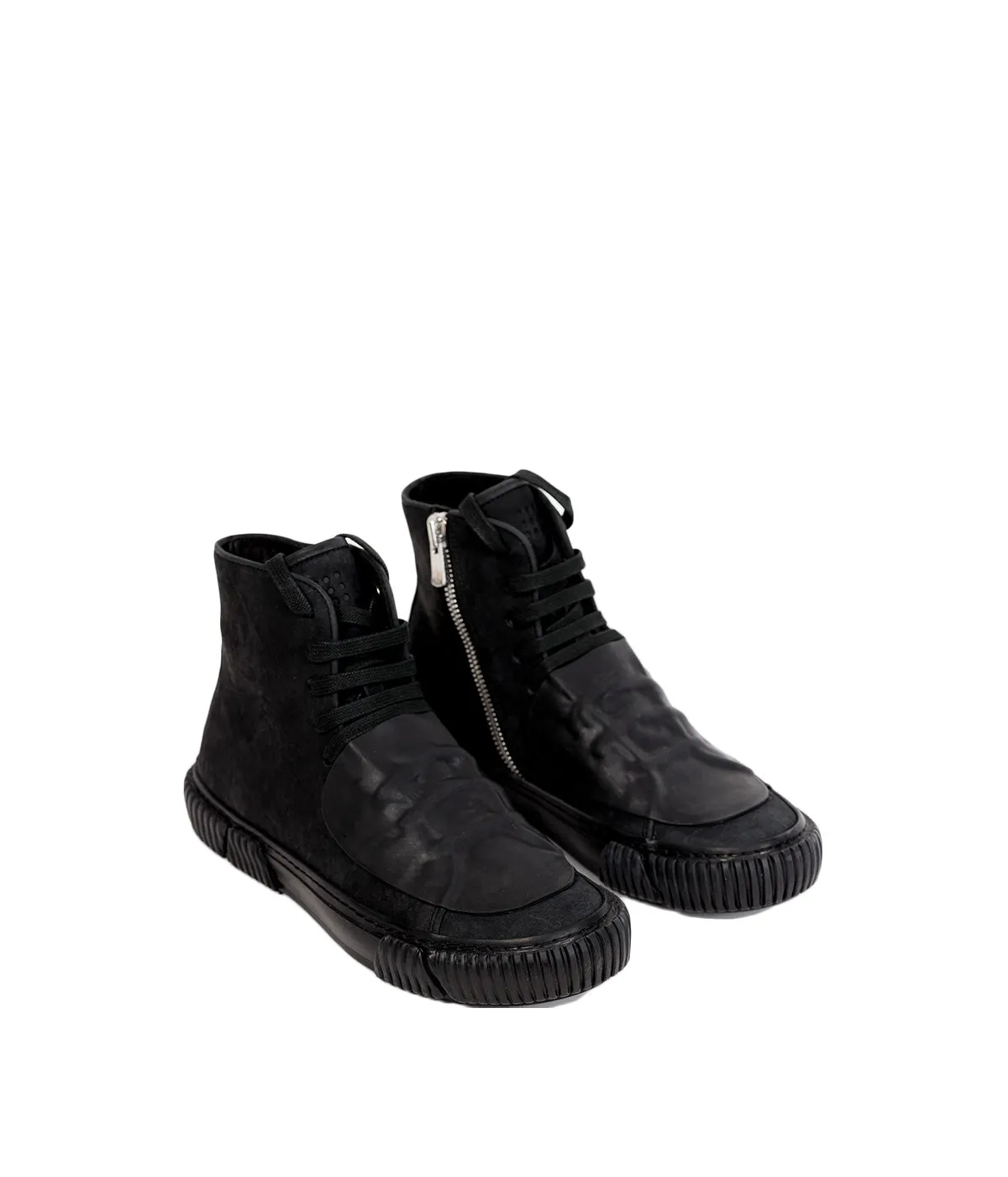 Black High-Top Patch Sneakers