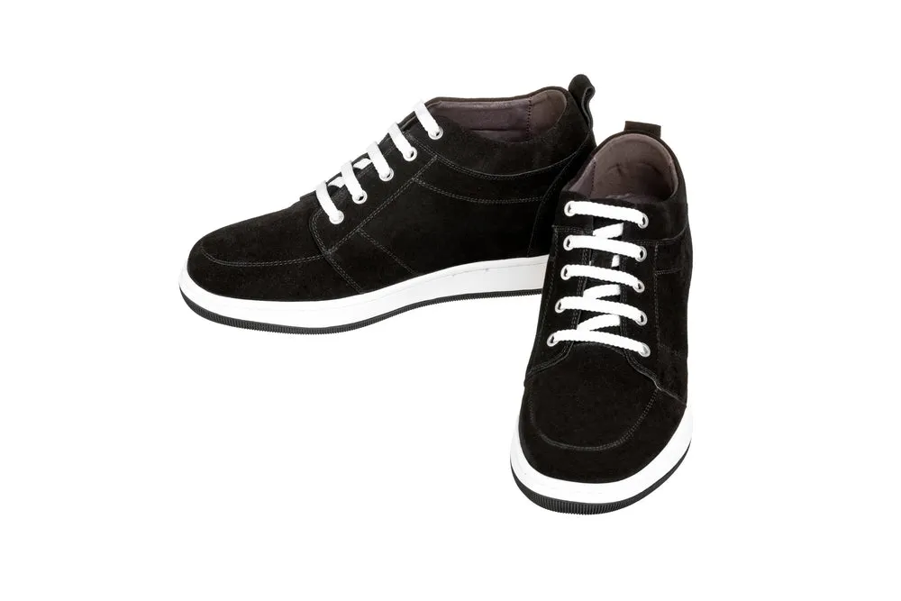 CALTO - K4125770 - 2.8 Inches Taller (Black) - Lace-Up Elevator Sneakers