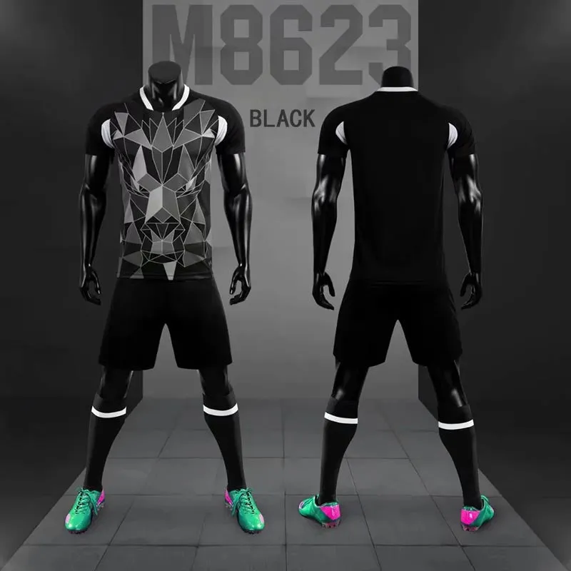 Children Football Jerseys Men Women Boys Girls Soccer Sets Short Sleeve Kids Football Uniforms Adult Kids Soccer Jersey Shorts Set