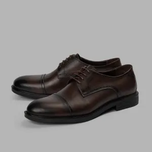 Derby Cap Toe Shoes - Brown