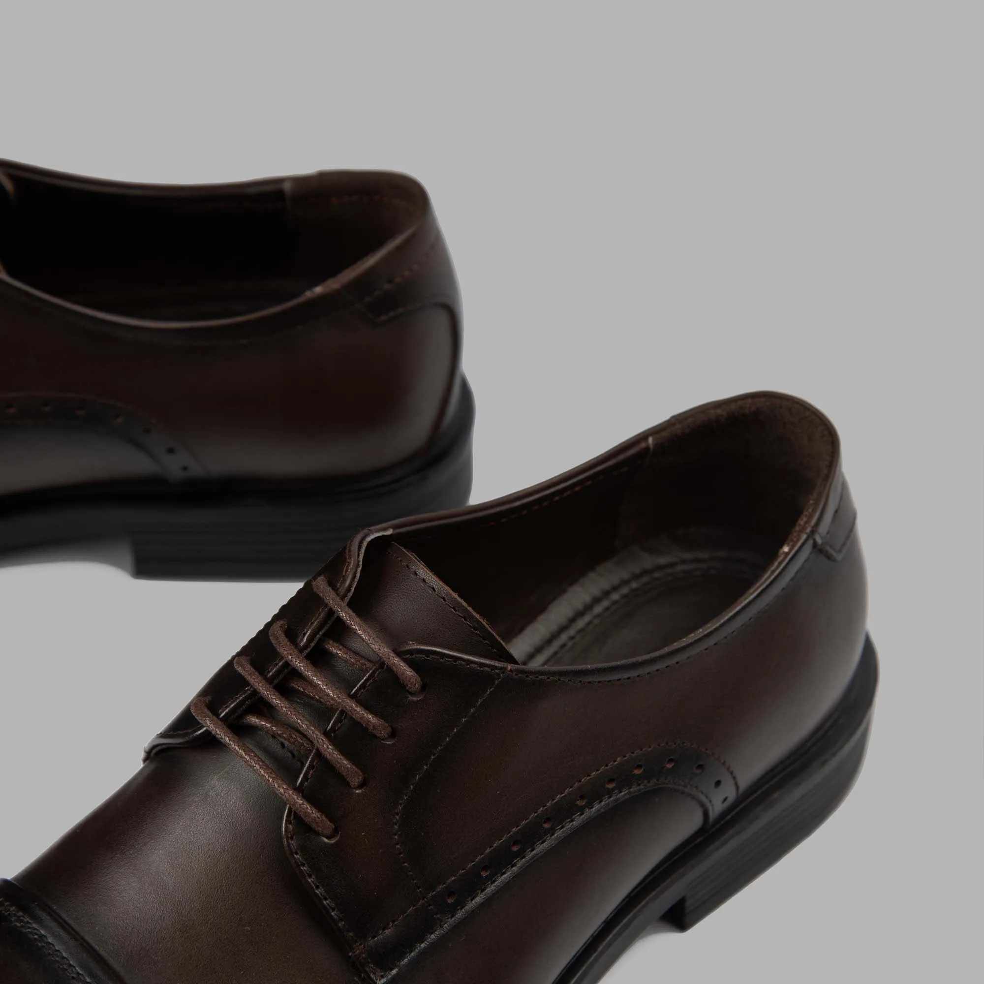 Derby Cap Toe Shoes - Brown