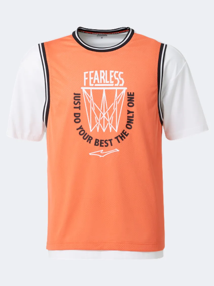 Erke Crew Neck Men Basketball T-Shirt Orange/White