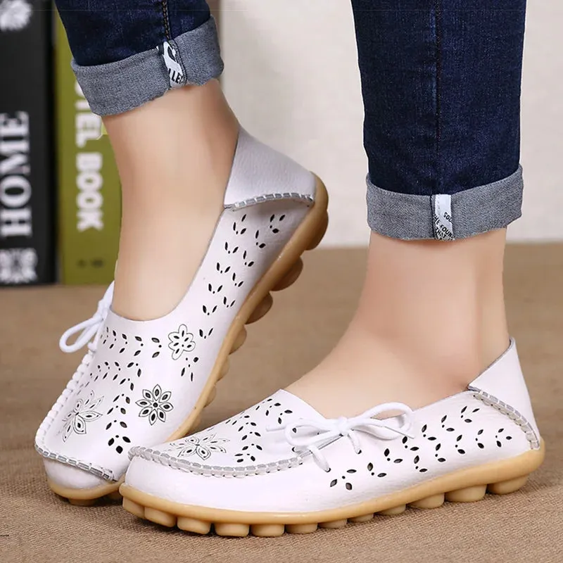 Flat Shoes Women Breathable Leather Loafers Women Casual Shoes Slip On Moccasins Zapatos Para Mujeres Comfortable Flats Female