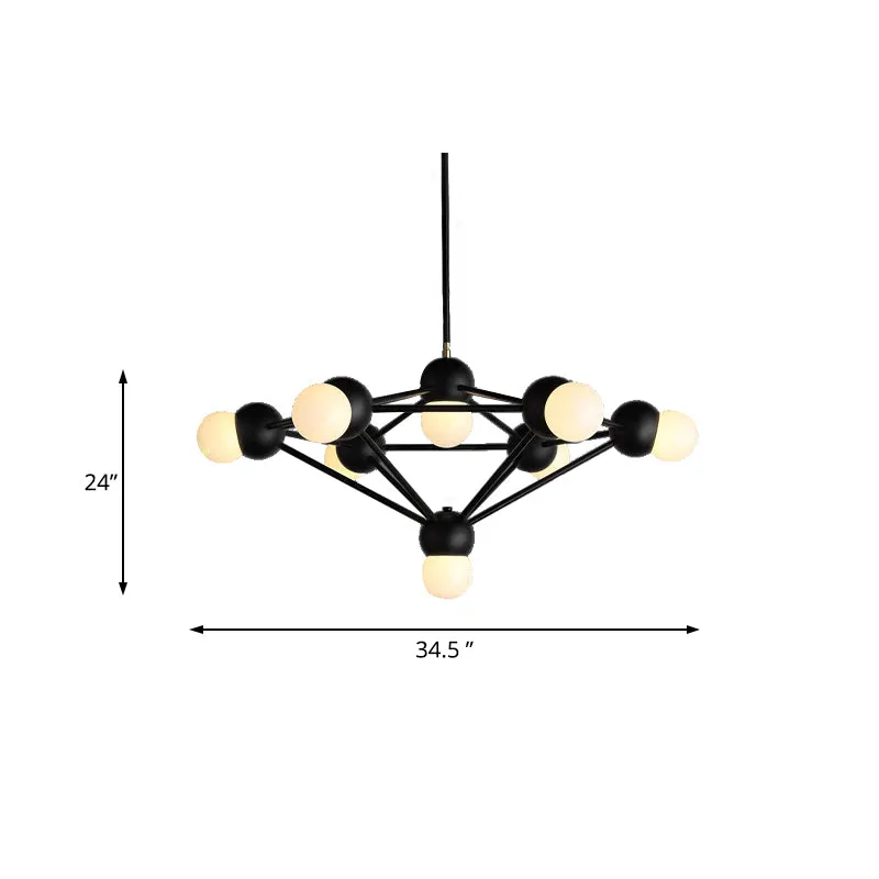 Geometric Metal Arm Chandelier â€“ 6/8/10-Light Living Room Hanging Light in Black/Gold