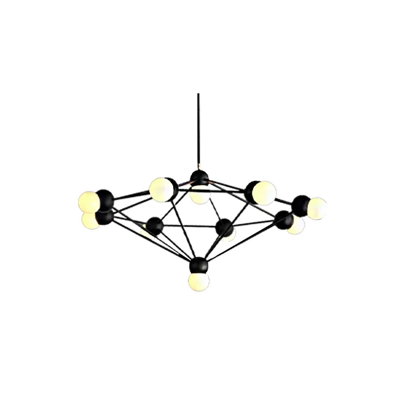 Geometric Metal Arm Chandelier â€“ 6/8/10-Light Living Room Hanging Light in Black/Gold