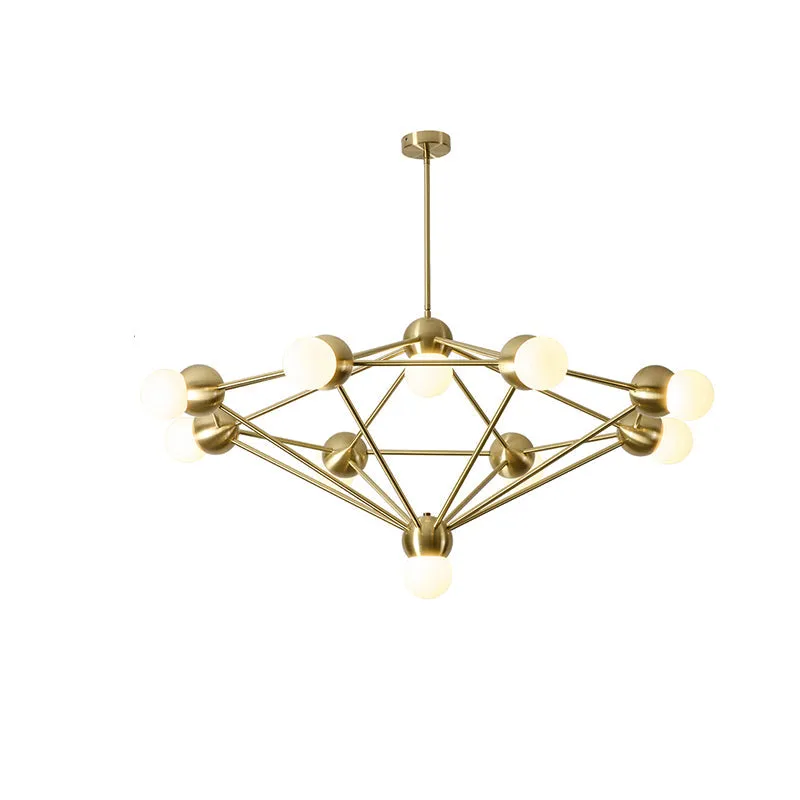 Geometric Metal Arm Chandelier â€“ 6/8/10-Light Living Room Hanging Light in Black/Gold