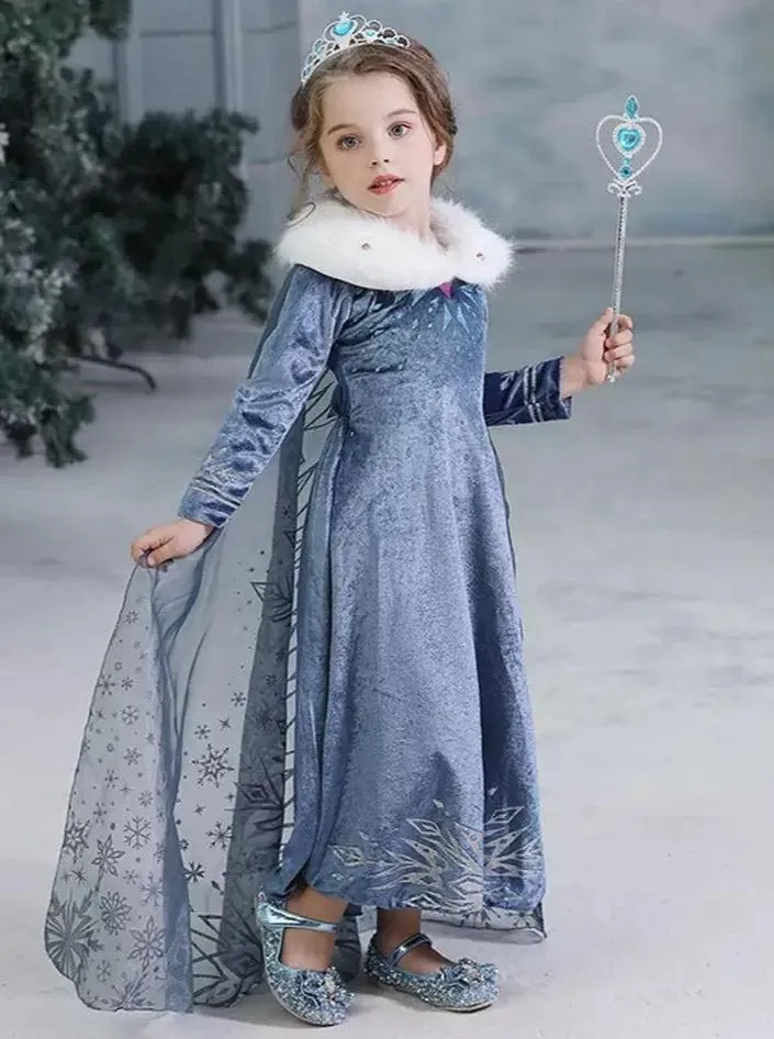 Girls Snow Queen Inspired Costume Dress Set