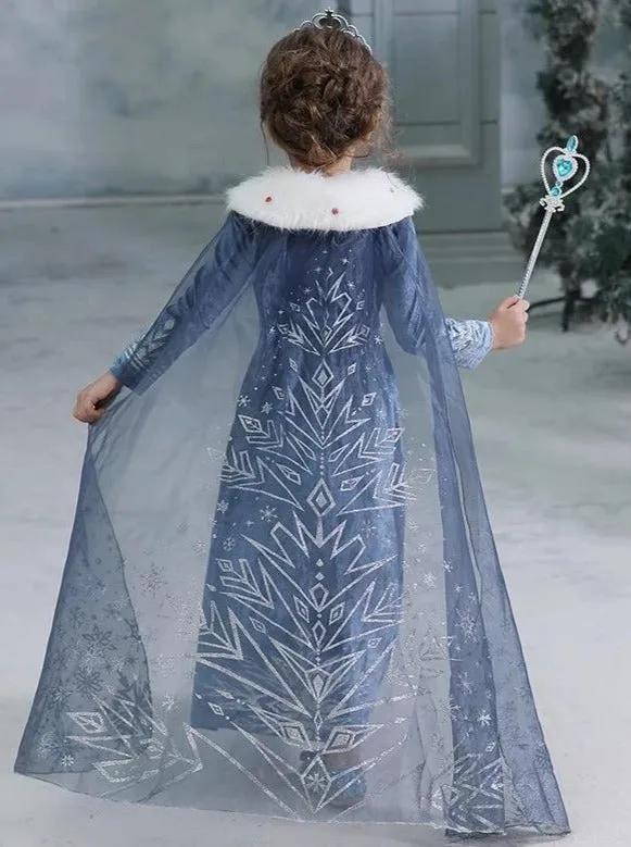 Girls Snow Queen Inspired Costume Dress Set