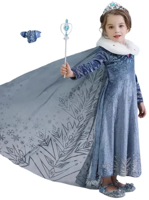 Girls Snow Queen Inspired Costume Dress Set