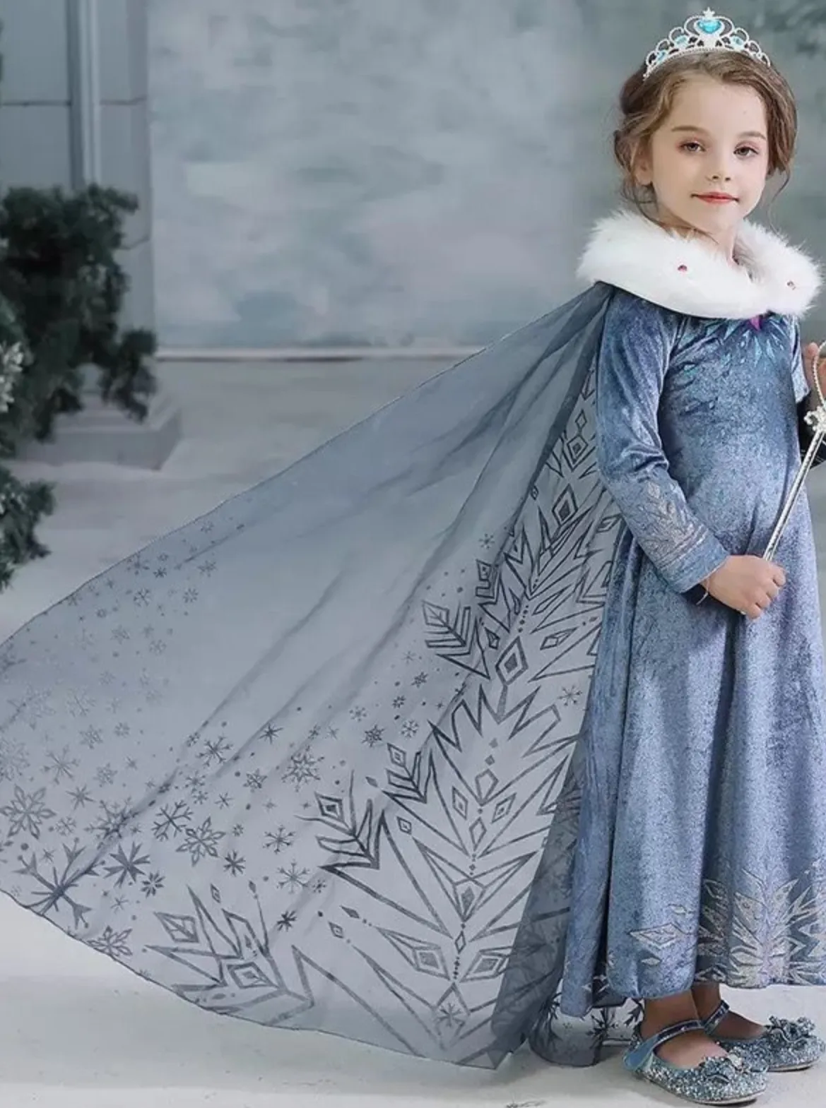 Girls Snow Queen Inspired Costume Dress Set