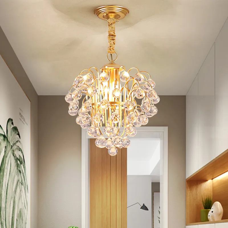 Golden Crystal Ball Pendant Lighting - Contemporary 3-Light Ceiling Hanging Fixture for Dining Room