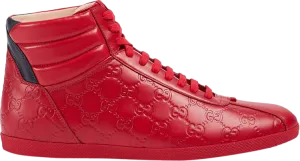 Gucci Signature High Top Red Sneakers