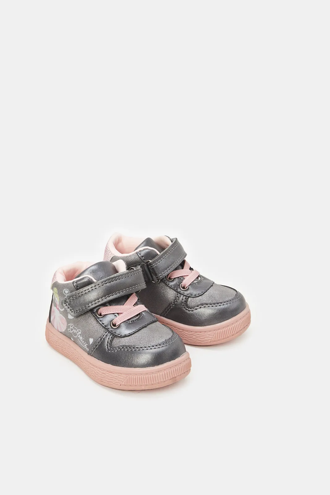 Infant Girls Grey High-Top Sneakers