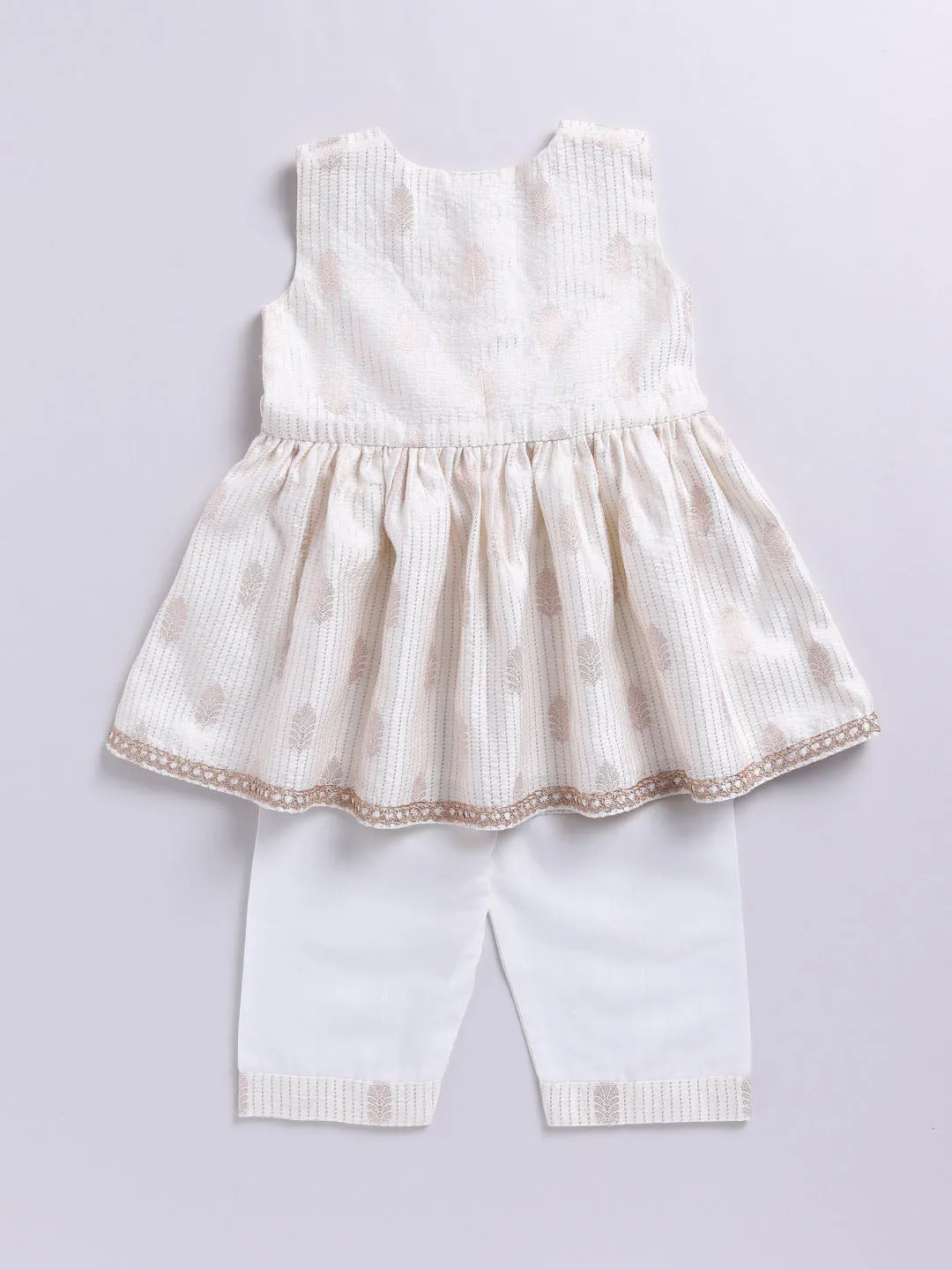 Jashvi Girls' Cream Ethnic Combo Set