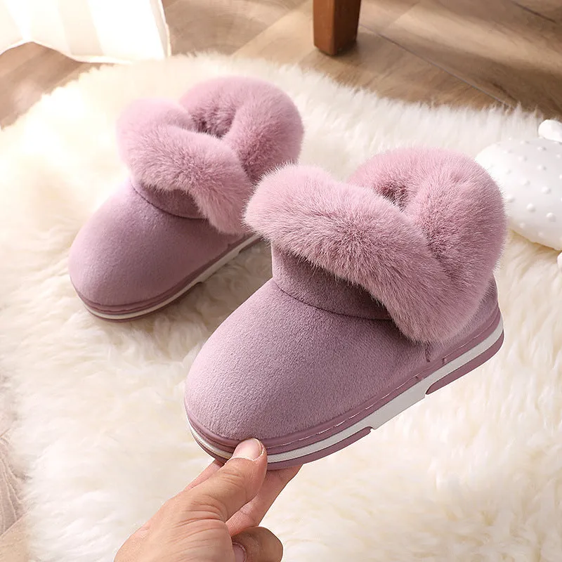 Kids Shoes for Girls Snow Boots Winter Plush Warm Shoes Outdoor Non-slip Slippers