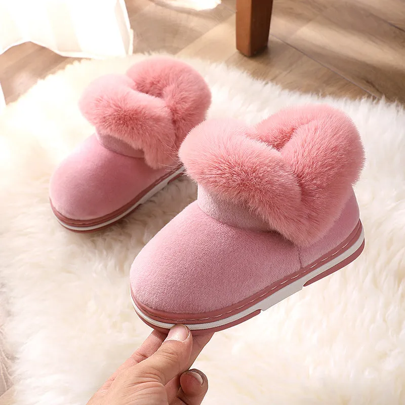 Kids Shoes for Girls Snow Boots Winter Plush Warm Shoes Outdoor Non-slip Slippers