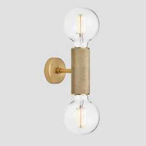 Knurled Edison Double Wall Light - Brass