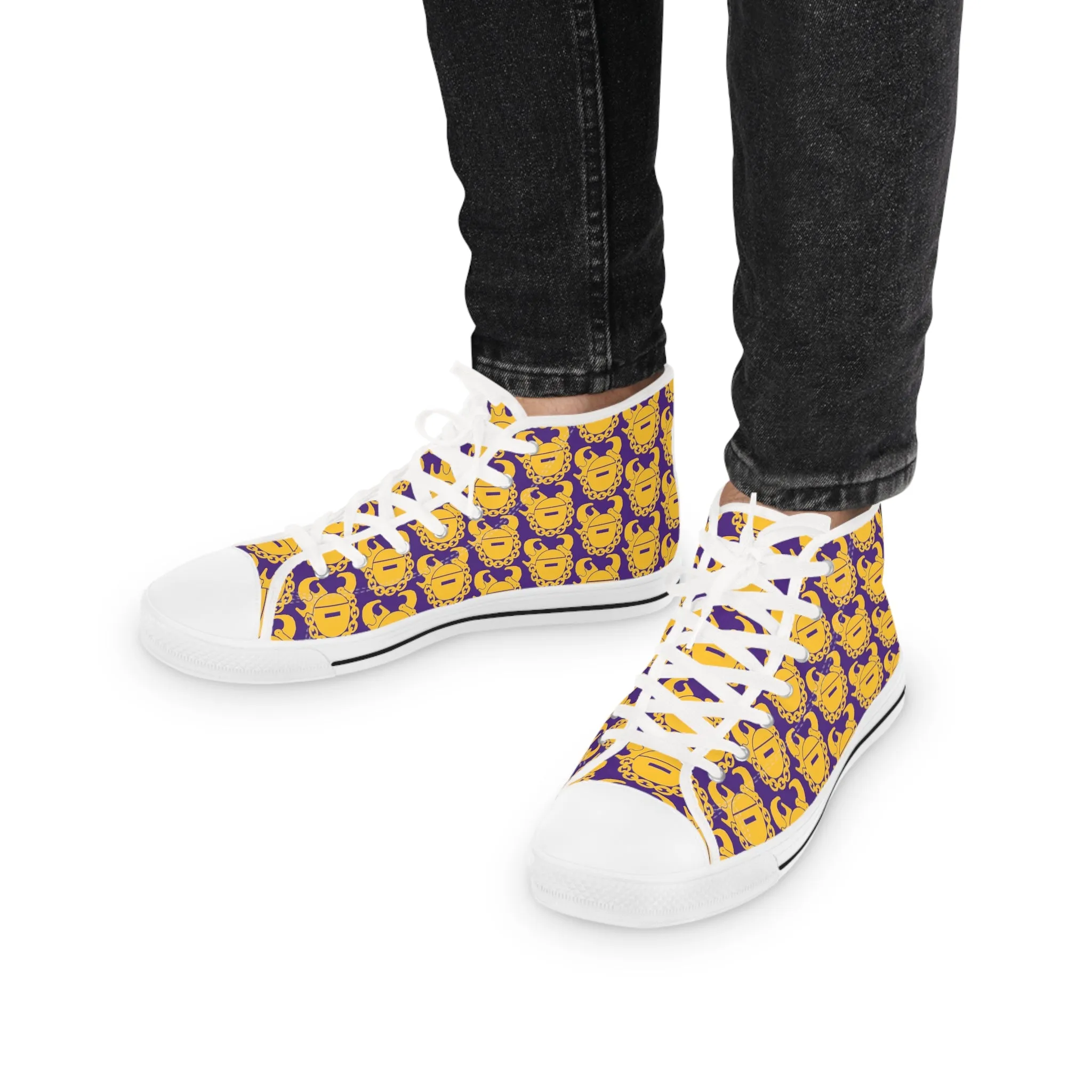 Men's High Top Sneakers - Gold/Purple Helmets