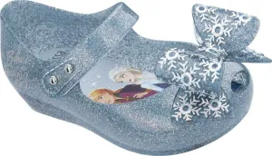 Mini Melissa Frozen Ultra 25 Silver Glitter Bow Mary Jane Shoes