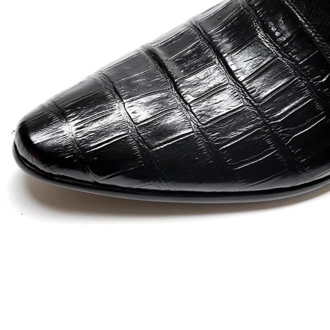 Opulent CrocLeather Strap Oxford Dress Shoes