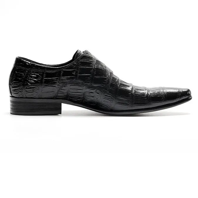 Opulent CrocLeather Strap Oxford Dress Shoes