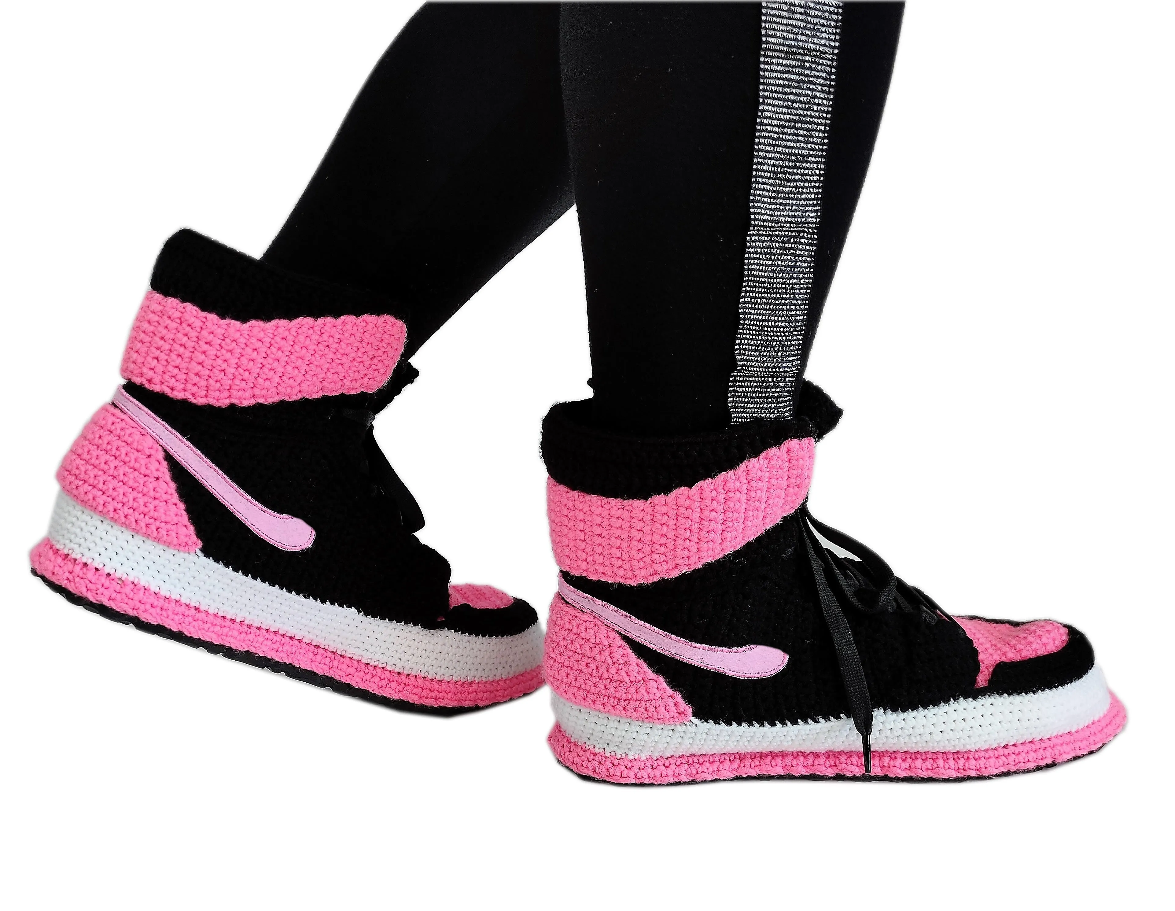 Pink Crochet Custom Plush Soft Sneakers Slippers Breathable Socks Shoes