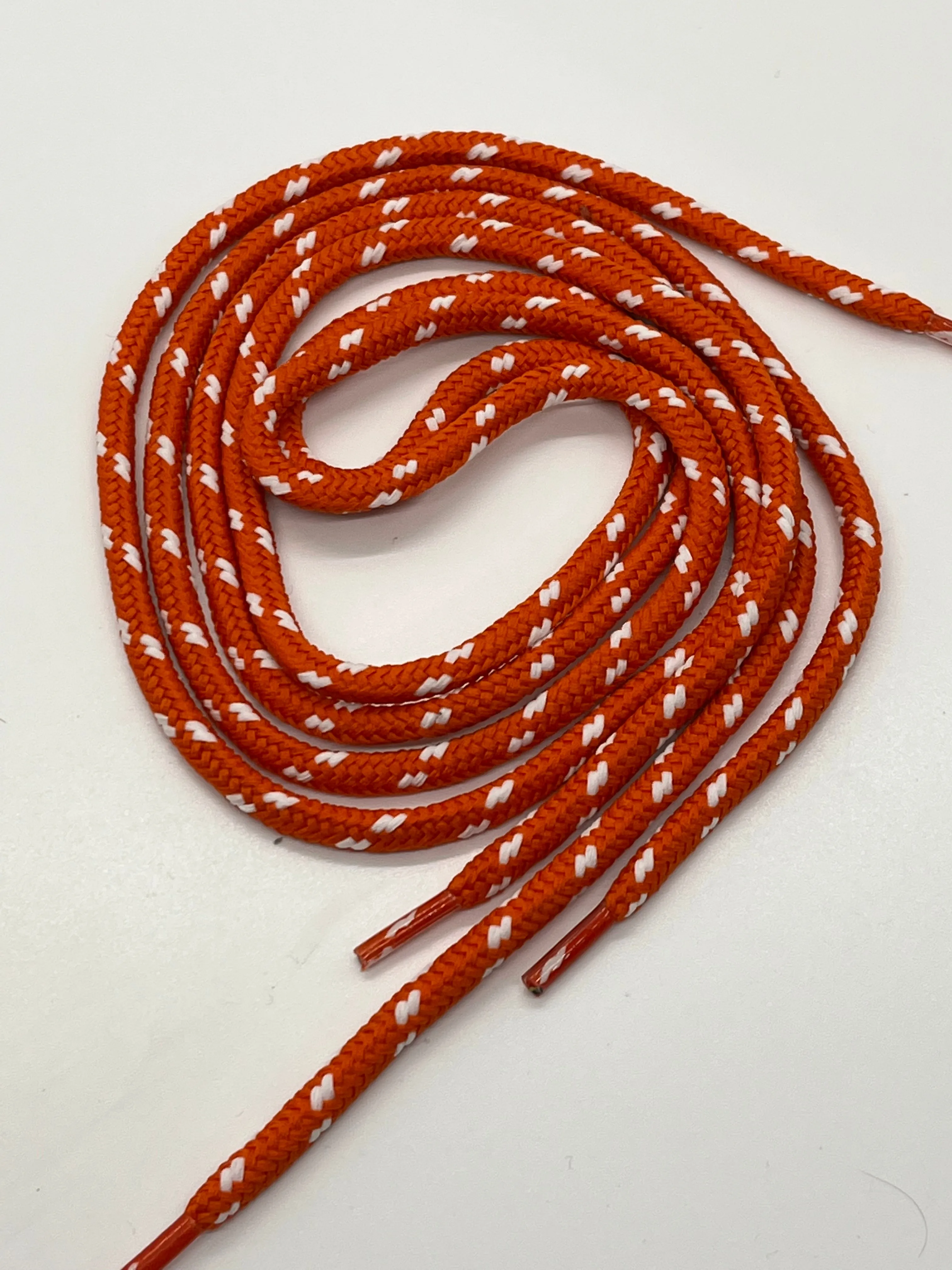 Round Classic Shoelaces - Orange with White Accents