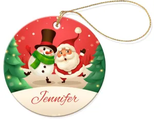 Santa Classic Round Porcelain Ornament