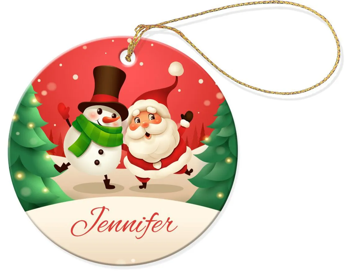 Santa Classic Round Porcelain Ornament