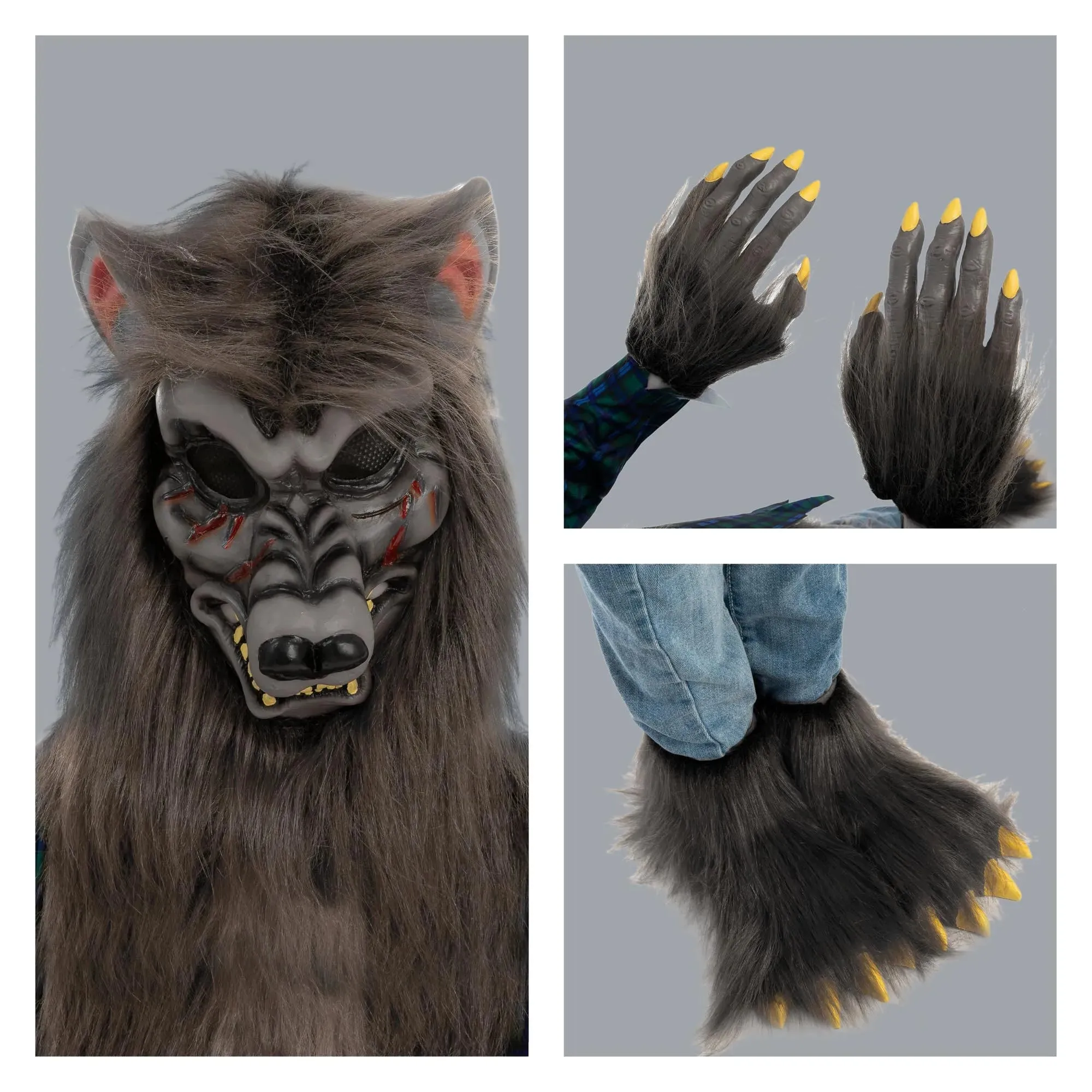 Scary Werewolf Halloween Kids Costume with Mask, Gloves and Shoes Cover