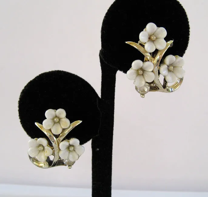 Silver-tone White Floral Thermoplastic Earrings