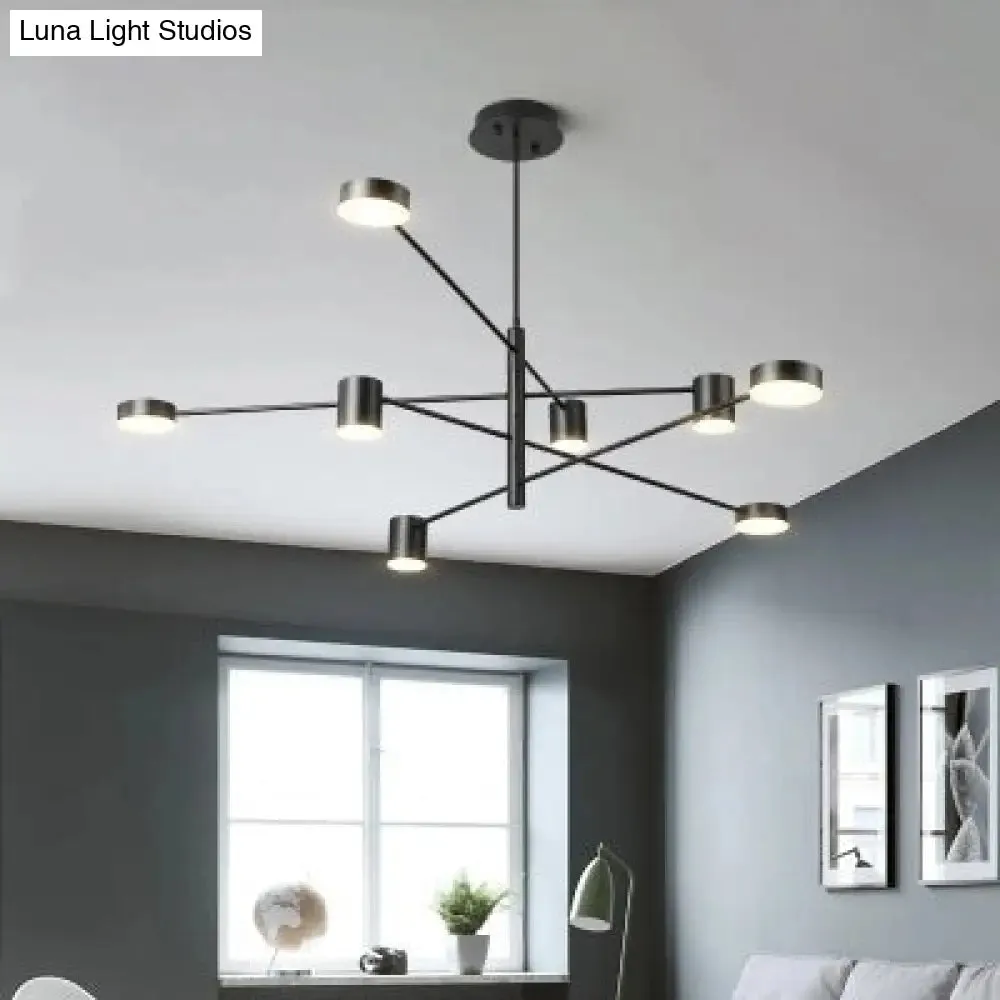 Simple Style Black/White Metal Multi-Tier Asymmetrical 2/4/6/8-Head Pendant Light in Warm/White/Third Gear - Chandelier Light