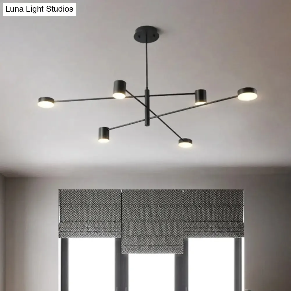 Simple Style Black/White Metal Multi-Tier Asymmetrical 2/4/6/8-Head Pendant Light in Warm/White/Third Gear - Chandelier Light