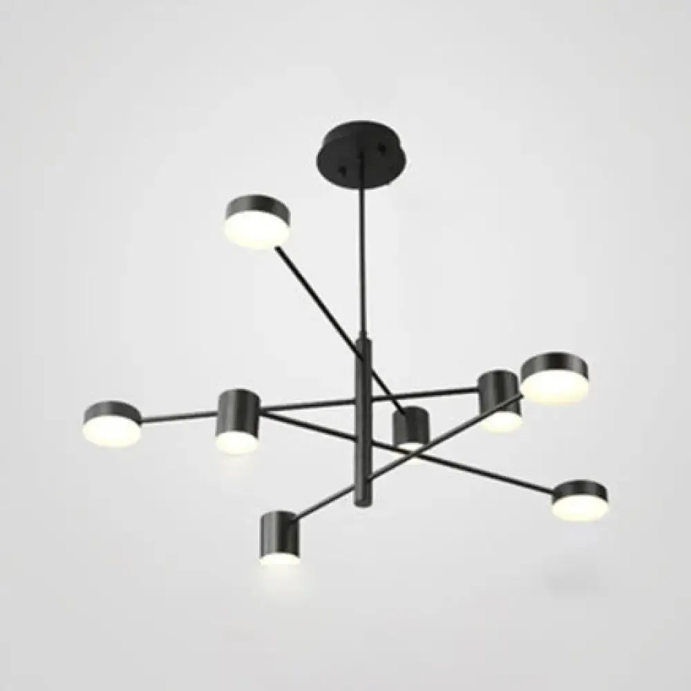 Simple Style Black/White Metal Multi-Tier Asymmetrical 2/4/6/8-Head Pendant Light in Warm/White/Third Gear - Chandelier Light