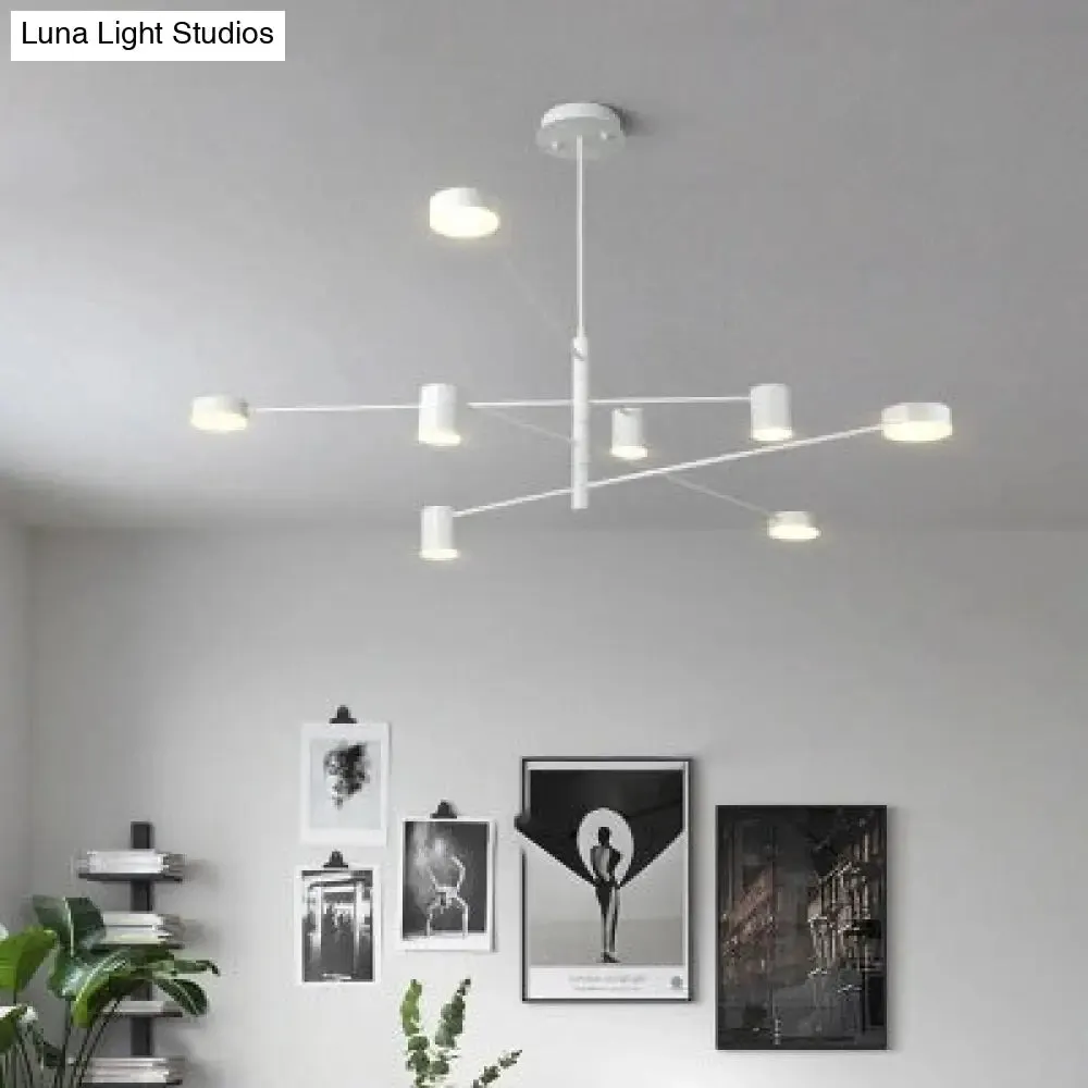 Simple Style Black/White Metal Multi-Tier Asymmetrical 2/4/6/8-Head Pendant Light in Warm/White/Third Gear - Chandelier Light