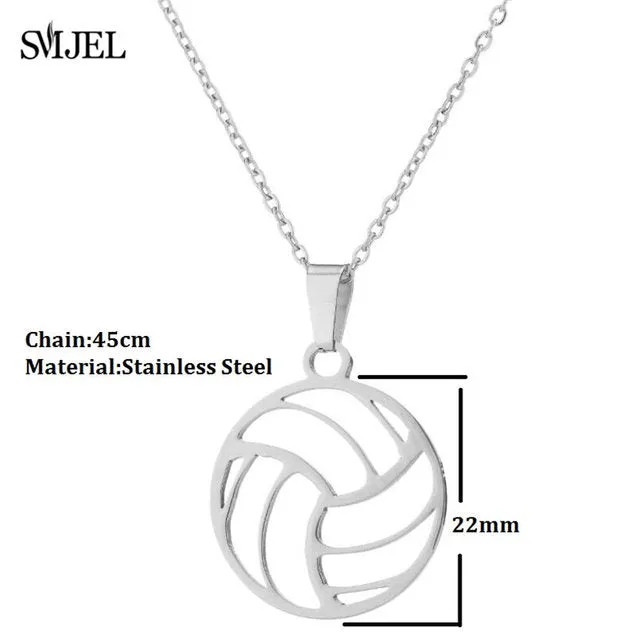 SMJEL Trendy Football Volleyball Soccer Charm Necklace Pendant