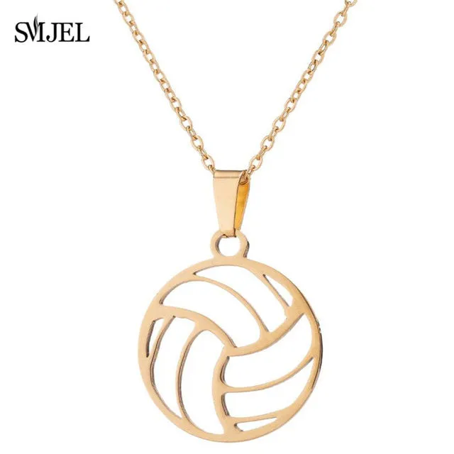 SMJEL Trendy Football Volleyball Soccer Charm Necklace Pendant