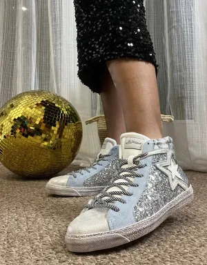 Superstar Silver Glitter High Top Sneakers